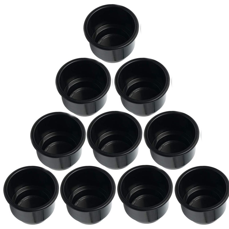 NovelBee Recessed Plastic Cup Drink Holder with Drain for Boat Truck Car Camper RV (Black, 10pcs) - Image 1